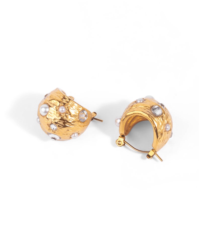 TAAHIRA Half Ball Zircon Hoop Earrings - Image 1